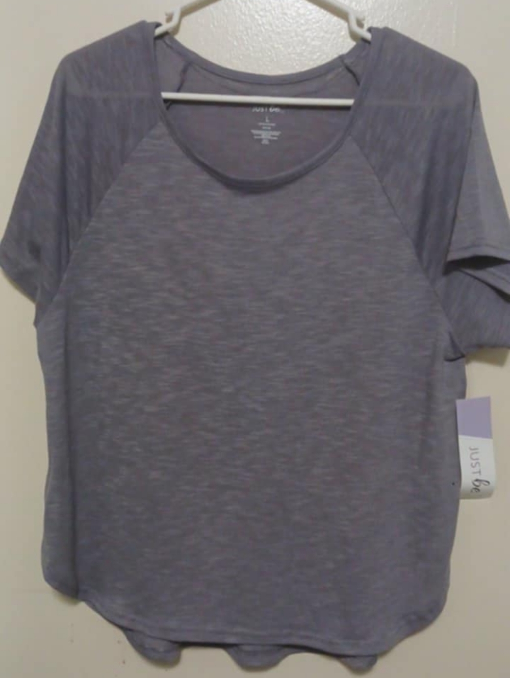 just be Womens Purple Short Sleeve Raglan Top Large A-19